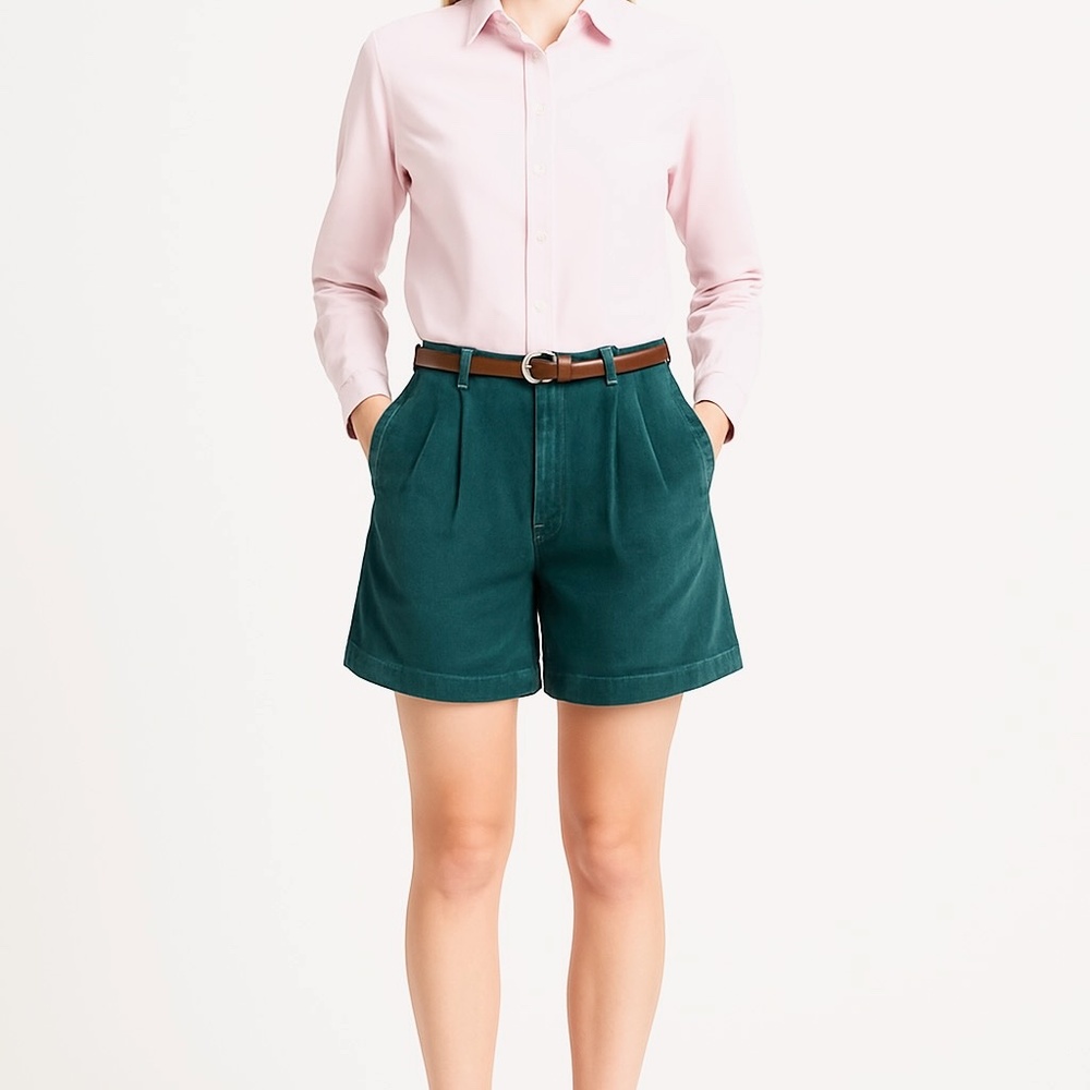Princeton Club Teal Corduroy Pleated Shorts – Women’s Size 6